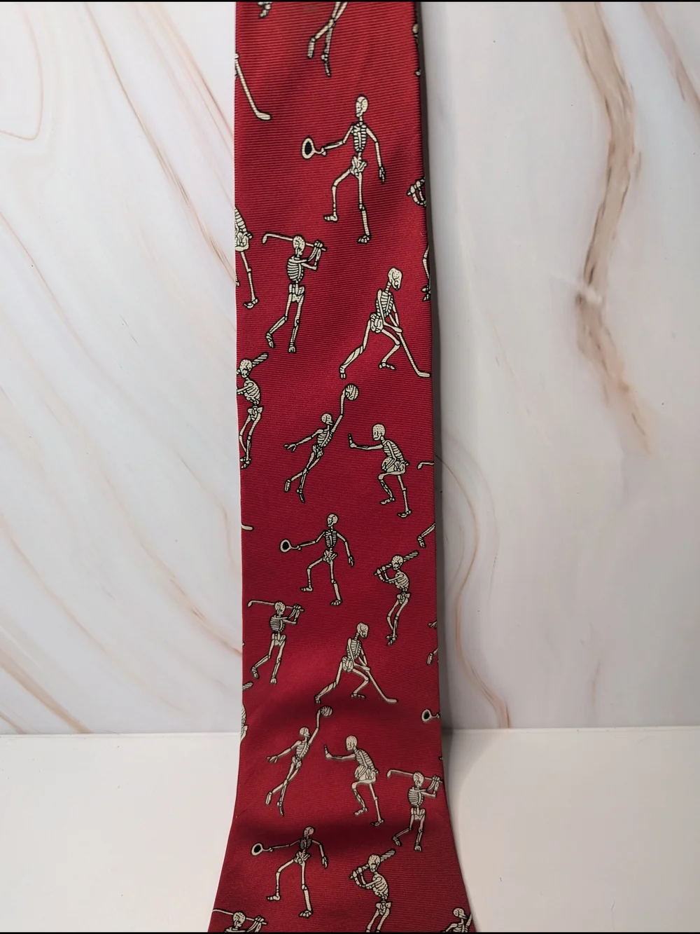 Red Novelty Sports Skeleton Tie for Men